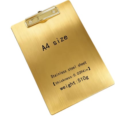 A4 Metalen Gouden Klembord – RVS Documenthouder Clipboard – Schrijfbord en Document Clip voor Kantoor en Administratie – Luxe Kantoorbenodigdheden voor Documentopslag