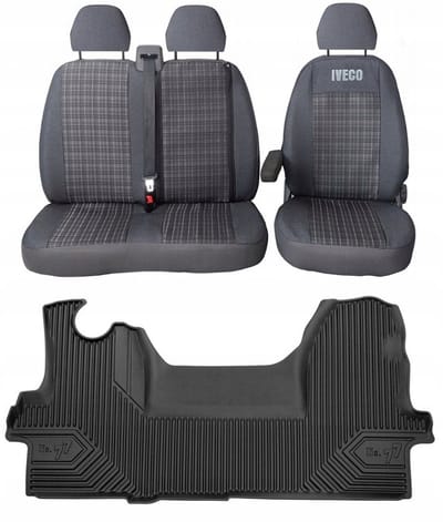 FROGUM No.77 - Stoelhoezen + Automatten voor IVECO Daily III-V (1999-2014) - 2+1 Configuratie - Perfecte Pasvorm