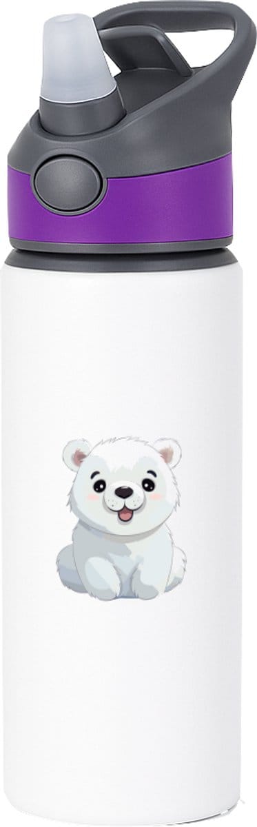 Hacebo® - Ijsberen waterfles met rietje paars - Beer - Dieren liefhebbers - Dieren - beren - teddybeer - water fles - 650ML