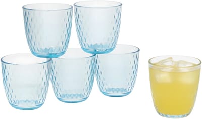 Gerimport Waterglazen / drinkglazen Lively Blue - 6x stuks - blauw - 290 ml