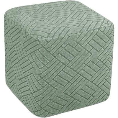 Klassieke Jacquard Vierkante Poefhoes Duurzaam Polyester Stretch Wasbare Poefhoes Effen Kleur Huisdecoratie Voor Woonkamer 1pc