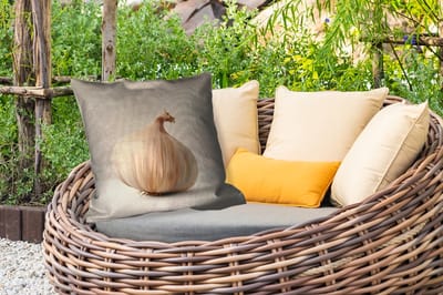 Sierkussen Buiten - Knoflook - Natuurlijk - Beige - 60x60 cm - Weerbestendig