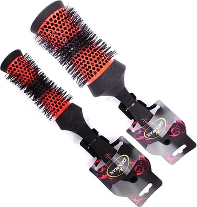 Denman Rondborstel Head Huggers zwart/ oranje 25mm