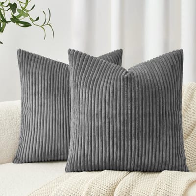 Houtskool kussenhoezen 45 cm x 45 cm slaapbank kleurrijke kussens, zachte kussensloop corduroystof, decoratieve kussenhoes voor woonkamer, slaapkamer, onzichtbare rits, set van 2 stuks
