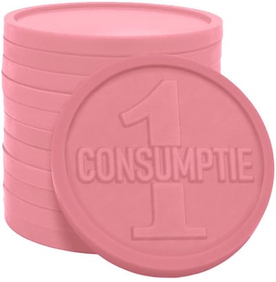 CombiCraft gerecyclede reliëfmunten met 1 consumptie pastel roze - 250 stuks