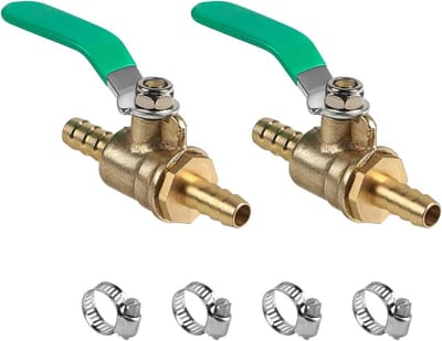 8 mm kogelventiel messing 2-weg kogelkraan met 4 klemmen, luchtstroom regelen oliewater