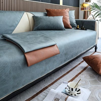 Housse de canapé imperméable moderne, technologie, tissu en cuir, solide, serviette, coussin antidérapant, protection de canapé multi-tailles 90x90cm 1pcs