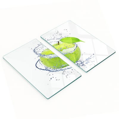 Decoratieve glazen snijplanken voor in de keuken, appelgroen, 2x30x52 cm