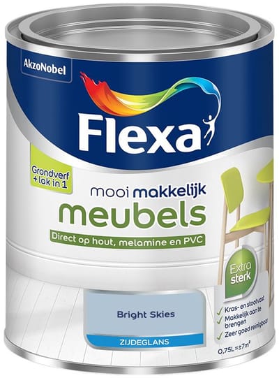 Flexa - Mooi Makkelijk Meubels Zijdeglans - Bright Skies - Mengverf - 750 Ml