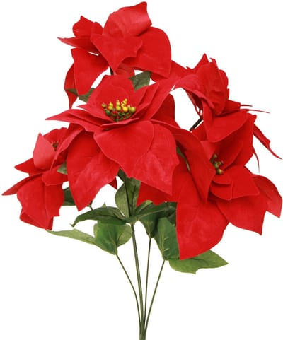 Poinsettia Kerstster Rood Kunstmatig L55cm 2st
