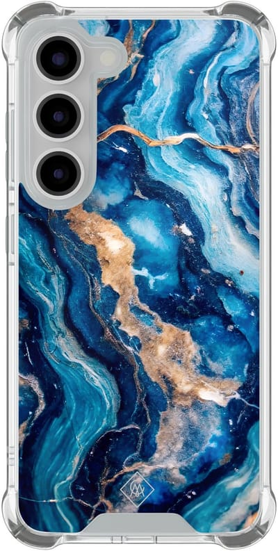 Casimoda® hoesje - Geschikt voor Samsung Galaxy S23 - Ocean Marble - Shockproof case - Extra sterk - TPU/polycarbonaat - Blauw, Transparant