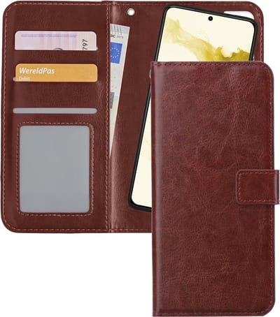 Hoesje - 2 in 1 - Geschikt voor Samsung Galaxy S22 - Met Uitneembare Hard Cover - Bookcase - Wallet Case - Met Pasjeshouder - Book Case - Uitneembaar - Pashouder - Kunstleer - Telefoonhoesjes - Bruin