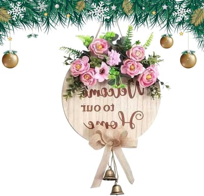 Welkomstbord - Decoratiebord Deur - Huis Verwelkomen - Met Bel - 30 cm - Houtkleur