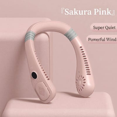 Luxe nekventilator - Nekventilator met led-display - 5 windsnelheden - Draadloos oplaadbaar - Nekventilator - Koelfunctie - Luie ventilator - Draagbare miniventilator - Roze