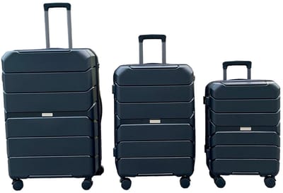 Kofferset – Handbagage kofferset 3 stuks – Zwart – ABS Polypropyleen sterk en lichtgewicht – Cijferslot koffer – Groot Middel Klein/Cabin – 360 graden wielen Run Wheel systeem – Soft feel trolley handvat