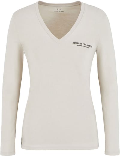 Armani Exchange 8nyt89_yjg3z T-shirt Met Lange Mouwen En V-hals Beige XL Vrouw