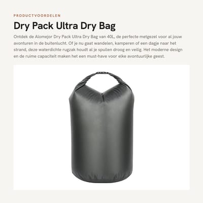 Dailygoods- Dry Bag 40L - Waterdichte Tas - Duurzaam Materiaal - Robuuste Gesp - Ideaal voor Outdoor - Grote Capaciteit