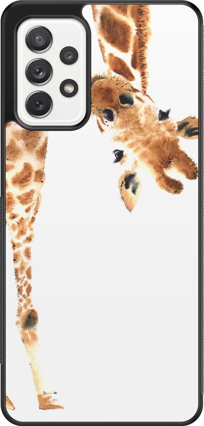 Leuke Telefoonhoesjes - Hoesje geschikt voor Samsung Galaxy A52 5G - Giraffe - Backcover zwart - Giraffe - Bruin