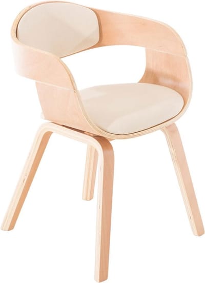 CLP Kingston Eetkamerstoel - Met armleuning - Hout - Kunstleer - natura/creme