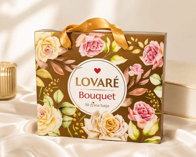 Lovare Bouquet Thee Geschenkset 30 Theezakjes – Luxe Bloementhee Assortiment Cadeau – Premium Theezakjes – Vrouwencadeau Thee Giftbox – Rozenthee Mix