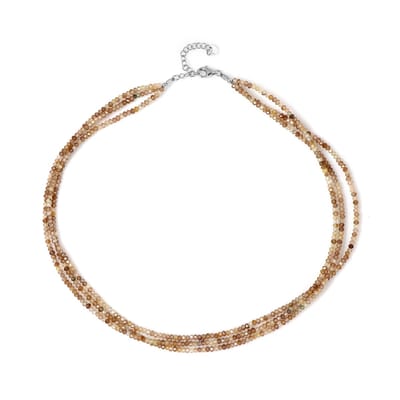 Cavill - Zilveren Halsketting 925 Sterling - 108,77 ct Champagne Zirkonen Facetgeslepen - Verstelbare Ketting - Luxe Damesketting Tanzania