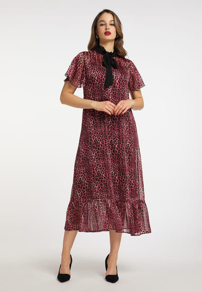 Faina Midi-jurk met luipaardprint naemi Dames rood