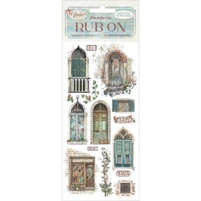 Stamperia - Venice City of Art Rub-On 4x8,5 Inch Doors and Windows (DFLRB169)