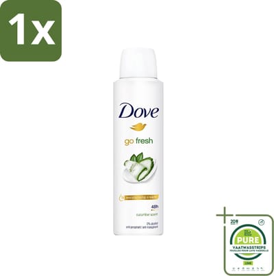 1 x Dove Go Fresh - Deospray - Komkommer - 150 ml - Dove Go Fresh - Deodorant - Komkommergeur - Groene Thee - Langdurige Bescherming