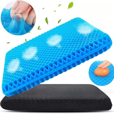 Zomergel Kids Zitkussen 29x24cm met Ademend Honingraatontwerp – Ergonomisch Kussen voor Drukverlichting bij Rug- en Staartbeenpijn – Geschikt voor Bureaustoel, Auto en Rolstoel