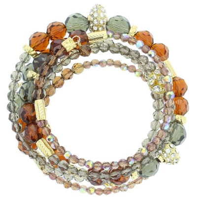 Behave - armband glaskralen bruin goudkleur - elegant en feestelijk