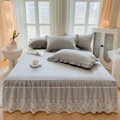 Beddengoed Katoenen Laken en Kussensloop Huis Bedovertrek Kant Effen Kleur Sprei voor Stel Dubbel Kingsize Queensize Matrasovertrek 2pillowcase 48x74cm
