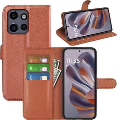 MobyDefend Hoesje - Geschikt voor Motorola Edge 50 Neo / Edge 60 Neo - Kunstleren Wallet Book Case (Sluiting Voorkant) - Bruin