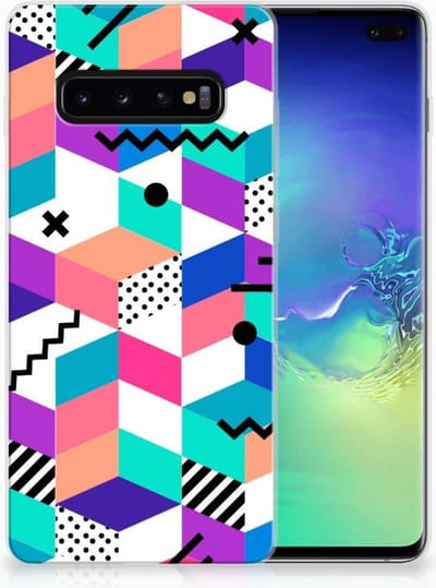 Samsung Galaxy S10 Plus TPU Hoesje Blokken Kleurrijk