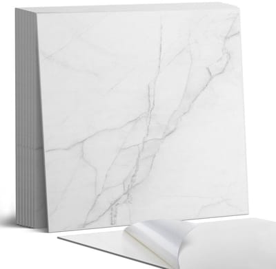 Coloray Plaktegels - Elegant marmerpatroon Portugese Tegels - 30 cm x 30 cm - Wit Plaktegels - 9 stuks - Vierkant PVC Tegels - Plaktegels Keuken - Zelfklevende Vloertegels - Vinyl Tegels Zelfklevend - Zelfklevende Tegels