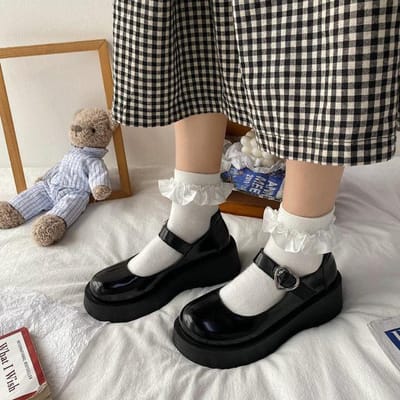 Studenten Lolita Schoenen Lakleer Mary Janes Schoenen Nieuwe Dames Platform Schoenen Gesp Meisjes Dikke Zool Dames Schoenen 7 gray