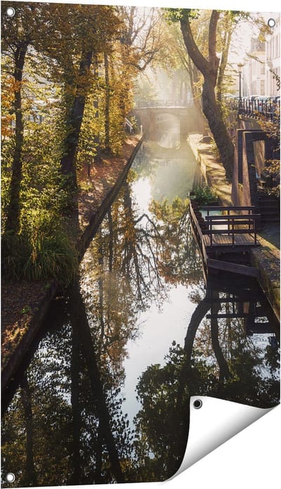 Gards Tuinposter Nieuwe Gracht in Utrecht - 60x90 cm - Tuindoek - Tuindecoratie - Wanddecoratie buiten - Tuinschilderij