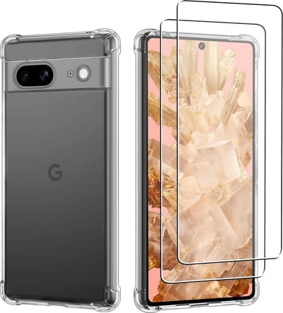 Geschikt voor Google Pixel 8 Hoesje transparant Anti Shock silicone hoesje - Geschikt voor Google Pixel 8 Screenprotector Glazen 2 pack
