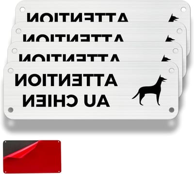 Veiligheidsalarm Bord voor Privéterrein, 4 Panelen, 15 × 5 cm, Waarschuwing voor Honden, Diefstalpreventie, Beveiliging