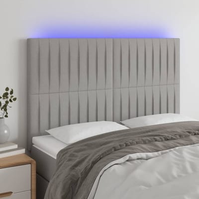 vidaXL - Hoofdbord - LED - 144x5x118/128 - cm - stof - lichtgrijs