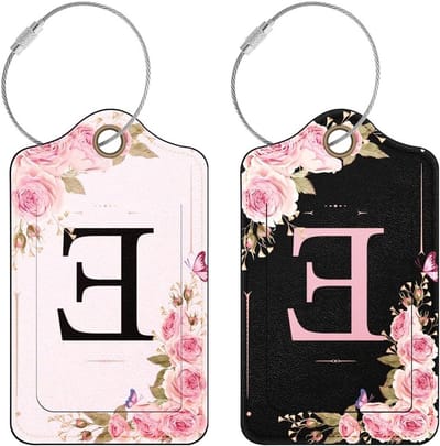 Persoonlijke Luggage Tags met Initialen - 2 Stuks PU Leer Reislabels voor Vrouwen en Meisjes, Ideaal voor Vakanties en Koffers