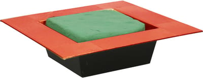 Kerststukje maken basis materiaal - dienblad - rood - 20 x 20 - met steekschuim