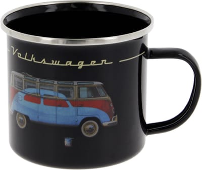BRISA VW Collection - Volkswagen grote emaille koffie-thee-cappuccino-mok-Haferl mok voor Camping & Outdoor T1 Bulli Bus- motief (500 ml T1 Bulli Bus- motief/ kleurrijk)