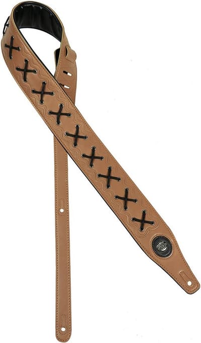 Gaucho GST-648-LBR gitaarriem, kunstleer, geveterd, lichtbruin