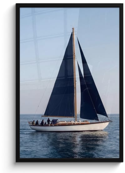 Poster in lijst - Fotolijst 60x90 cm - Posters - Zeilboot - Zee - Blauw - Posterlijst zwart - Decoratie - Wanddecoratie woonkamer - Muurdecoratie slaapkamer