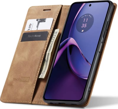 Hoesje geschikt voor Motorola Moto G84 - Book Case Leer Slimline Bruin