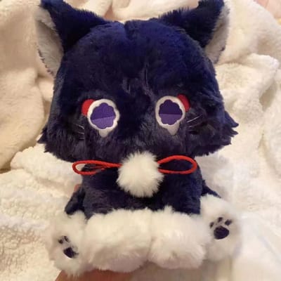 Nieuw Spel Genshin Zwarte Scaramouche Kat Pluizig Impact Zwerver Huisdier Pluche Speelgoed Cosplay Pop Zacht Gevuld Kussen Cadeau Voor Kinderen