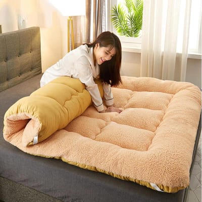 Japanse Futon Matras - Vloermatras Rolmat - Comfortabel Slapen - Dikke Katoenvezel Vulling - 180x220cm - Lichtkoffie