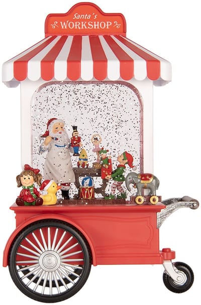 Clayre & Eef Kerstdecoratie met LED-verlichting en muziek 17x10x27 cm / 3xAA Rood Kunststof
