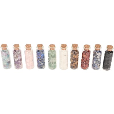 10 Bouteilles de Pierres de Guérison Assorties Styles Couleurs Portables Largement Utilisées Ensemble d'Éclats de Cristal pour Collection Décoration DIY