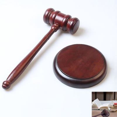 Hamers - Rechtershamer - Voorzittershamer - veilinghamer - Houten Hamer - Voorzittershamer Met Slagblok - Veilinghamerronde houten blokkenset - geschikt voor rechtszalen, veilingen, scholen, vergaderingen - Bruin
